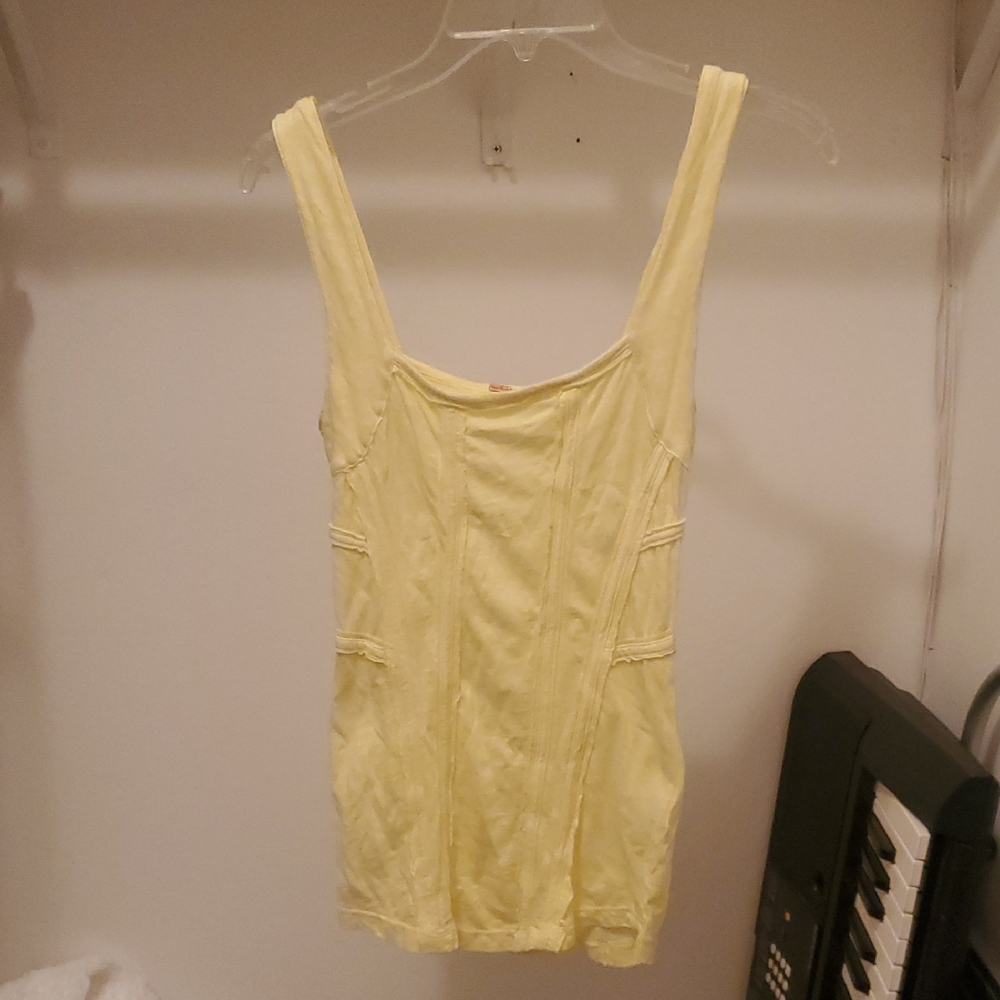 Free People Light Yellow Tank Top
